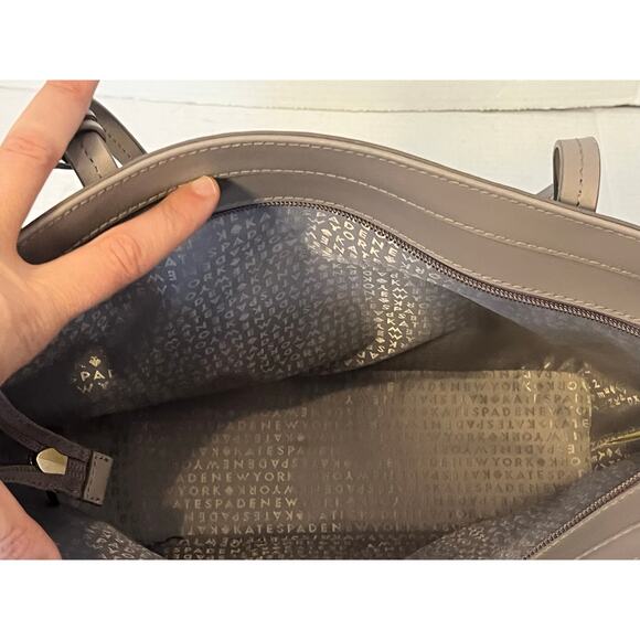 Kate Spade Karla Cityscape Gray Smooth Leather Tote Purse Handbag Glitter Charm - Picture 4 of 10